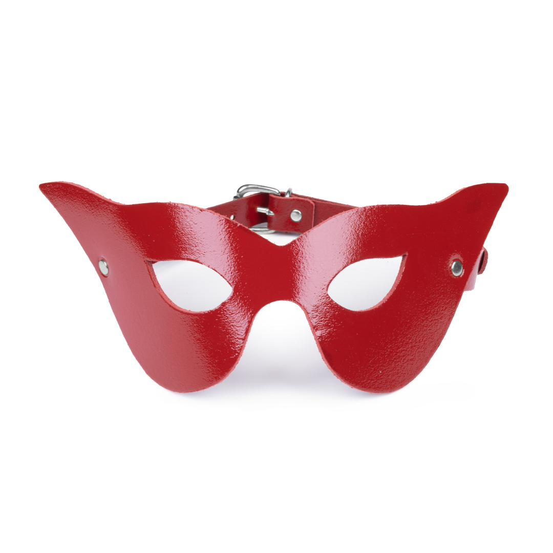 Leder-Maske für Maskenbälle Kirsche/Silber