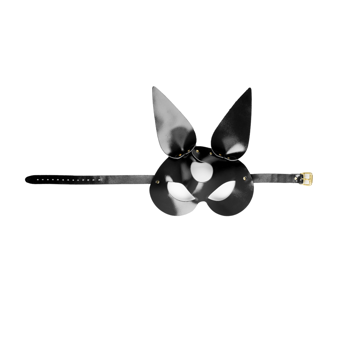 11201G-b2c_5 Leather rabbit mask black/gold