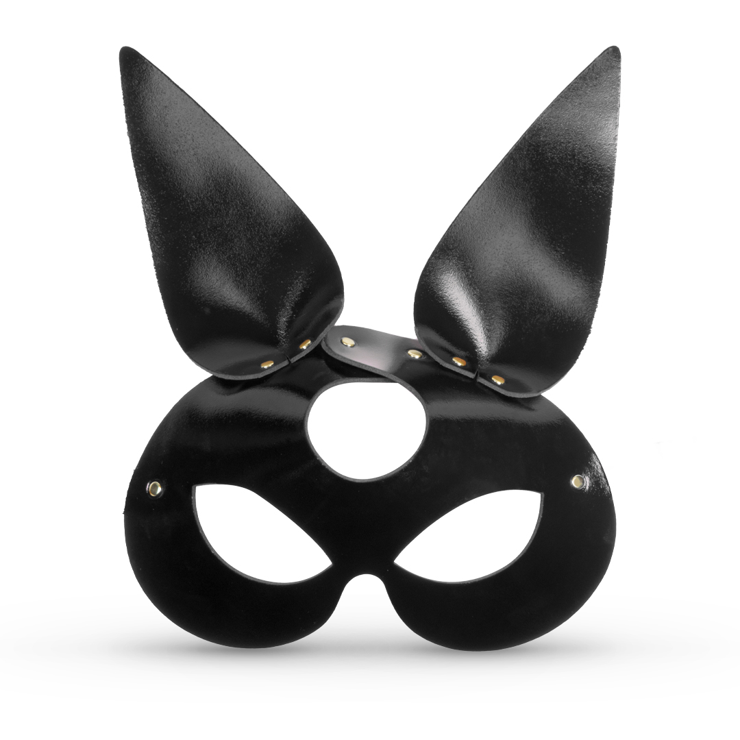 11201G-b2c_6 Leather rabbit mask black/gold