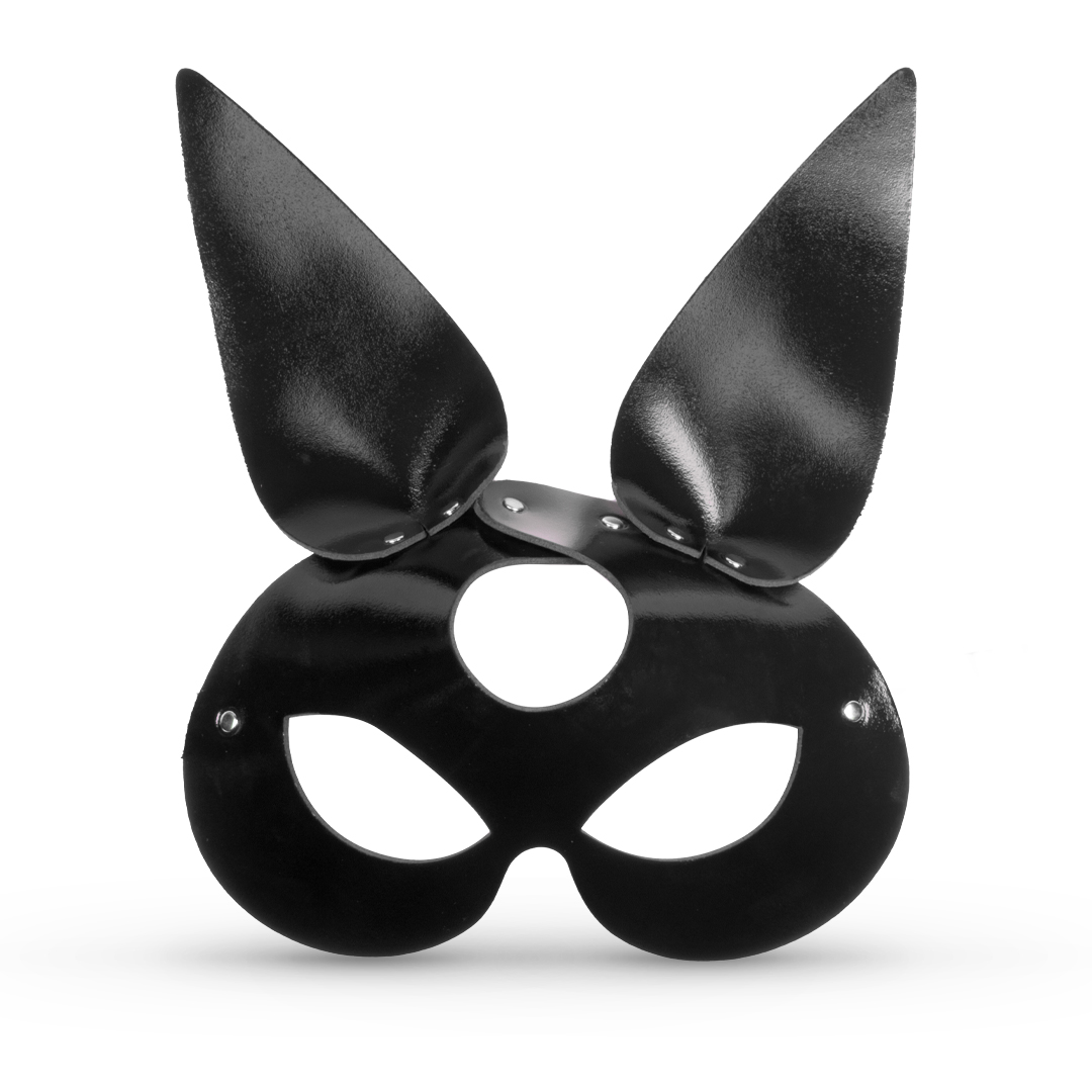 11201S-b2c_4 Leather rabbit mask black/silver