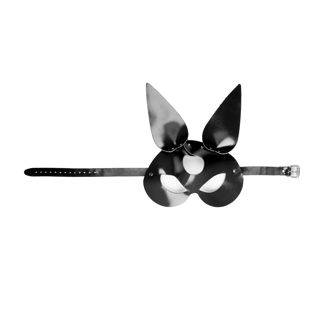 11201S-b2c_5 Leather rabbit mask black/silver