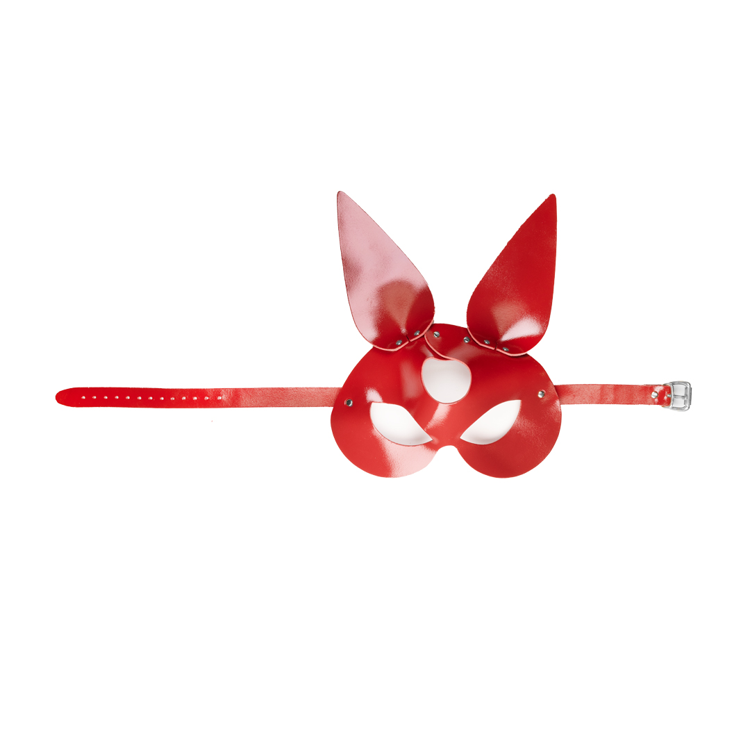 Leather rabbit mask cherry/silver