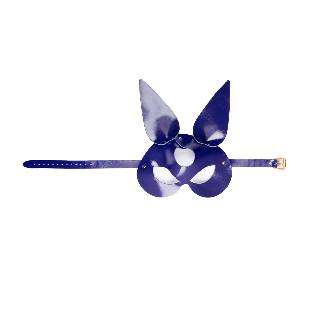 11203G-b2c_4 Leather rabbit mask indigo/gold