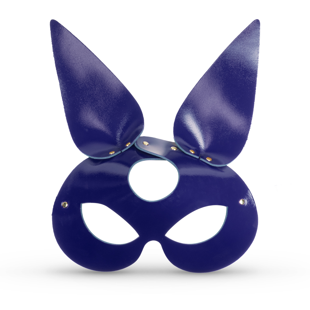 11203G-b2c_5 Leather rabbit mask indigo/gold
