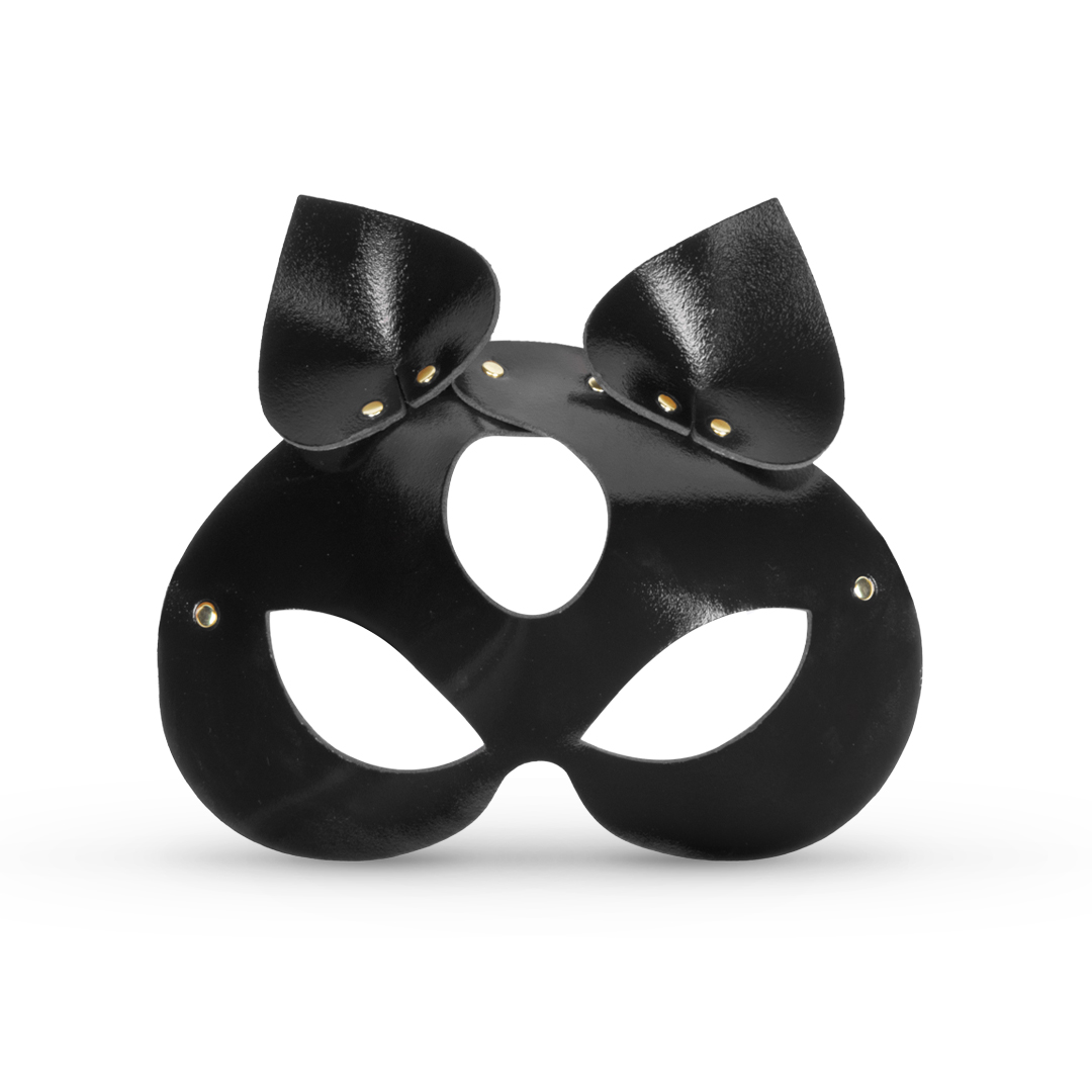 Leather cat mask black/gold