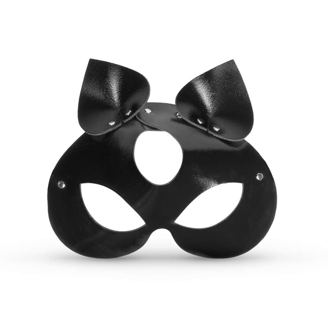 11301S-b2c_4 Lederkatzenmaske Schwarz/Silber