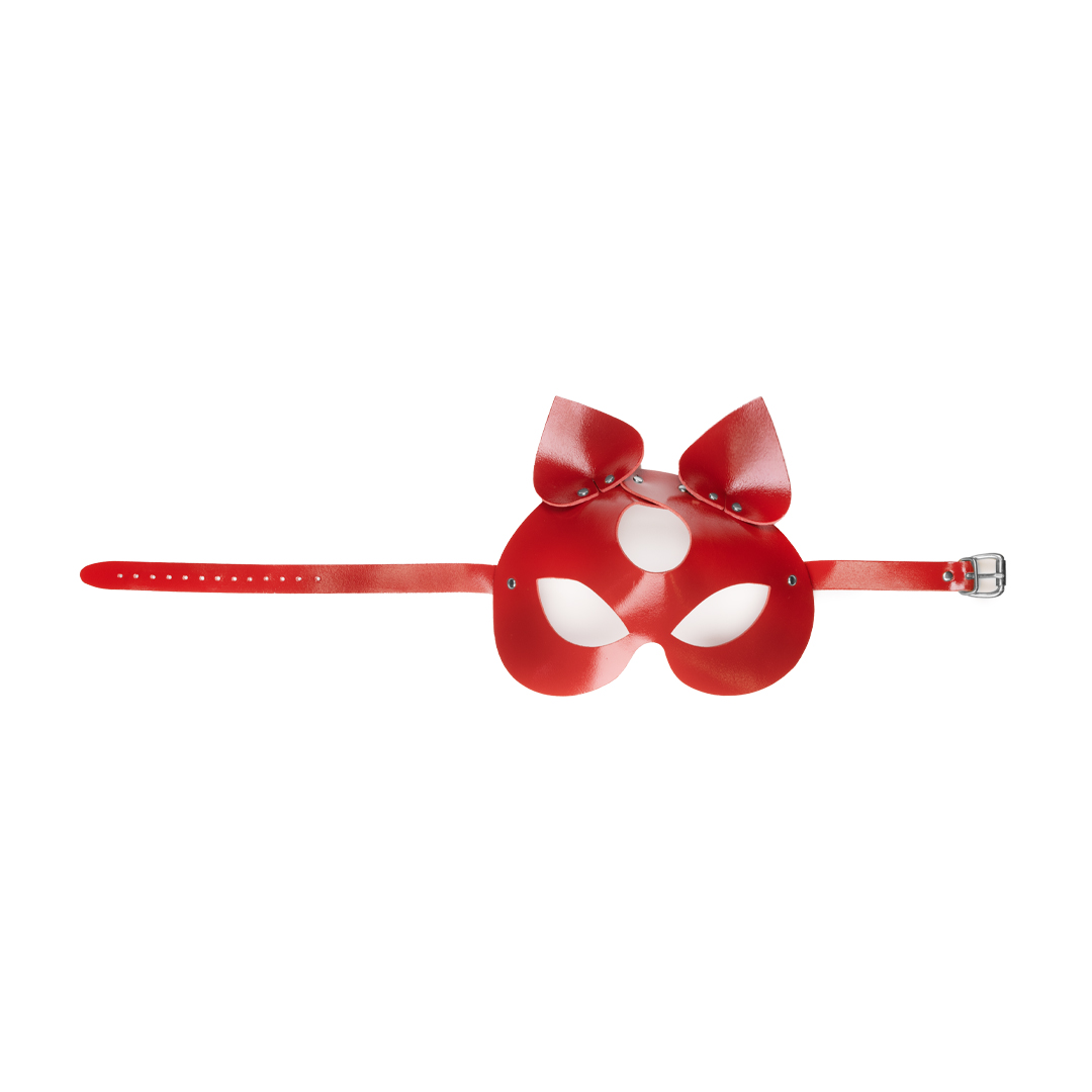 Leather cat mask cherry/silver