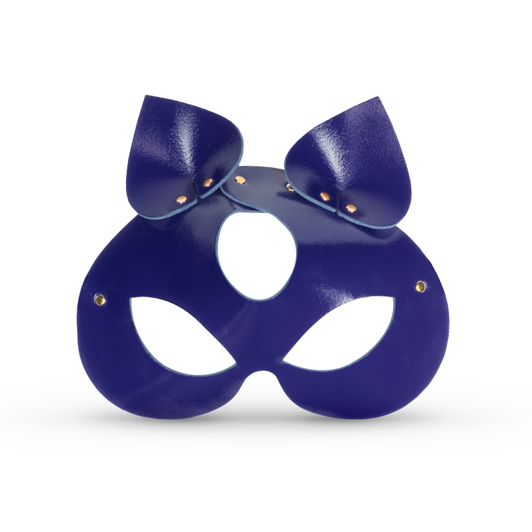 11303G-b2c_5 Leder Katzenmaske indigo/gold