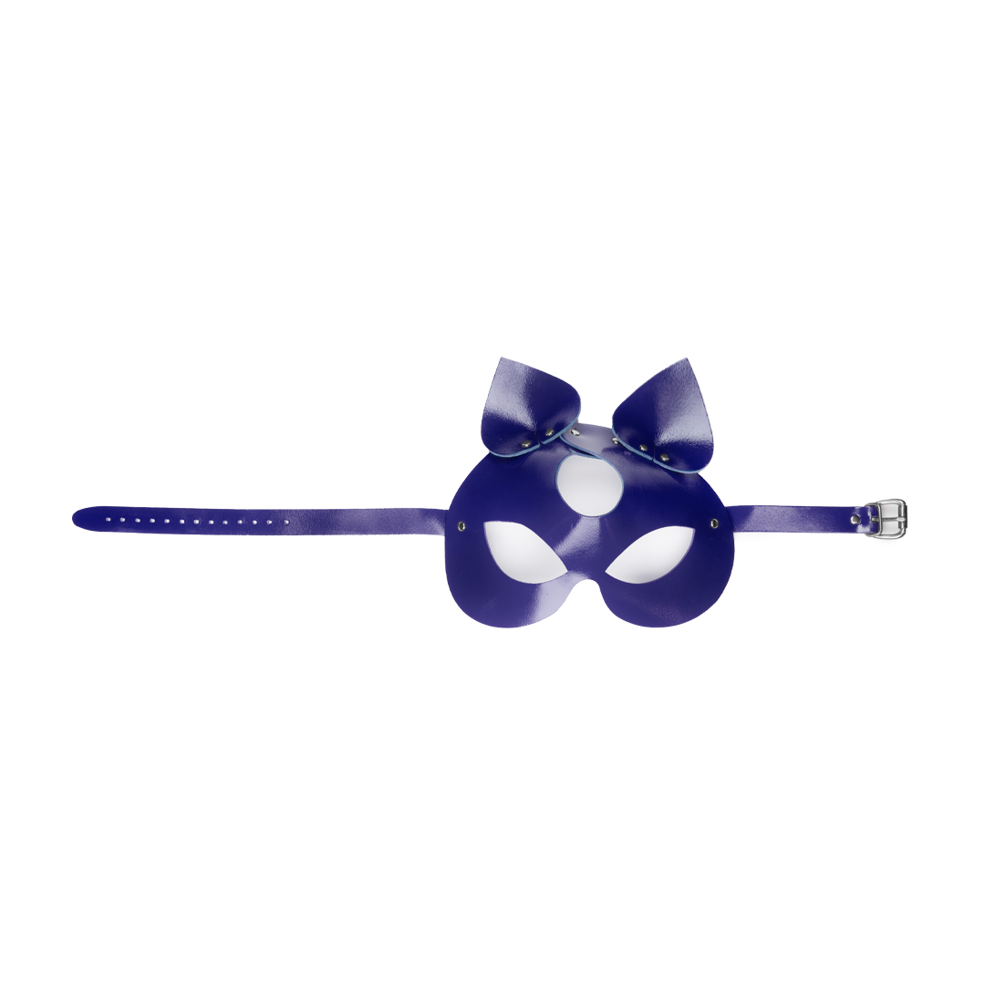 11303S-b2c_4 Leather cat mask indigo/silver