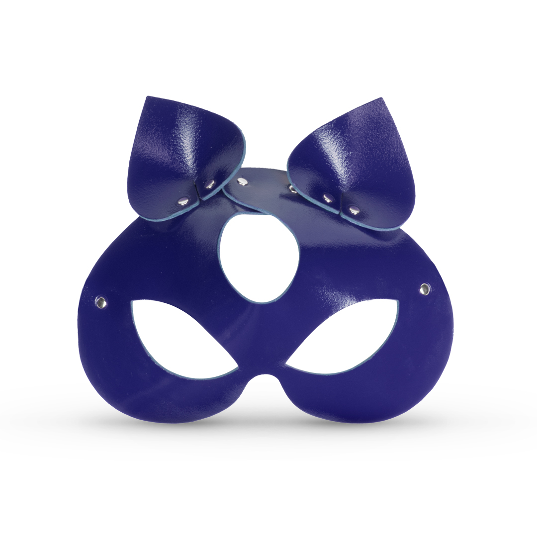 11303S-b2c_5 Leather cat mask indigo/silver