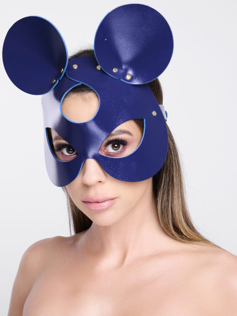 Leder Mausmaske - Indigo/Gold