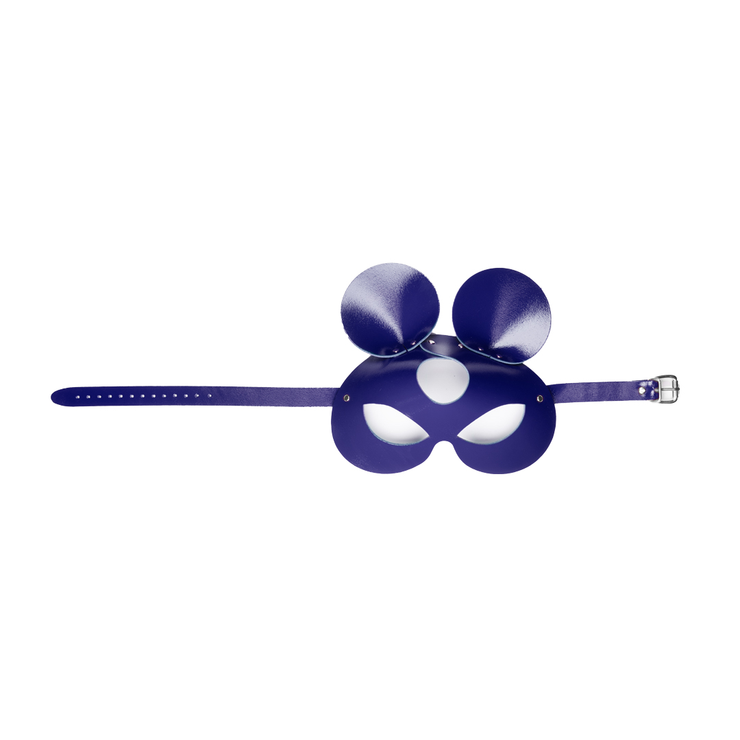 11403S-b2c_4 Leder Mausmaske - Indigo/Silber