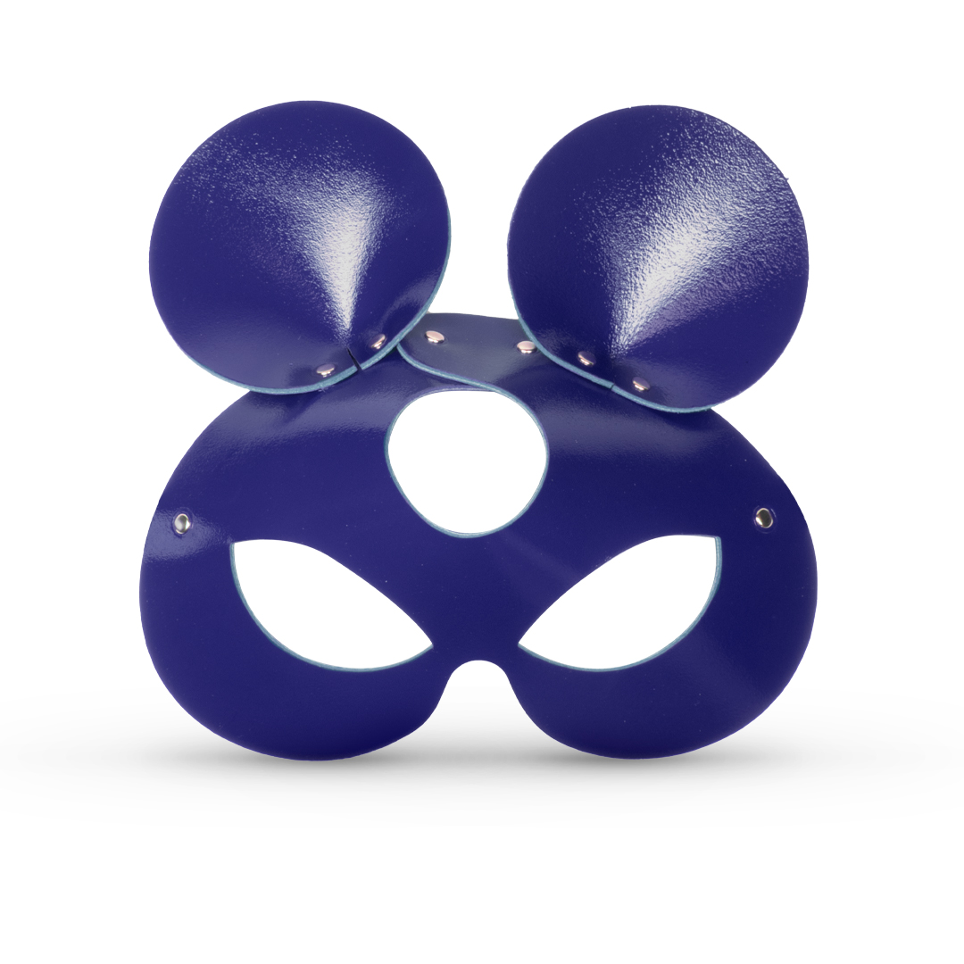 11403S-b2c_5 Leder Mausmaske - Indigo/Silber