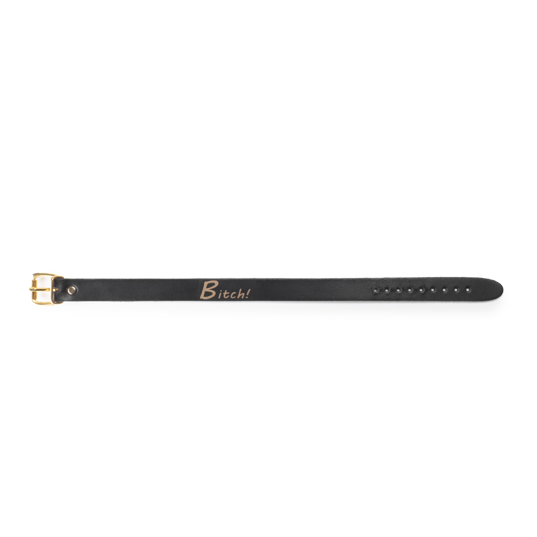 Leder-Choker „Bitch“ schwarz/gold