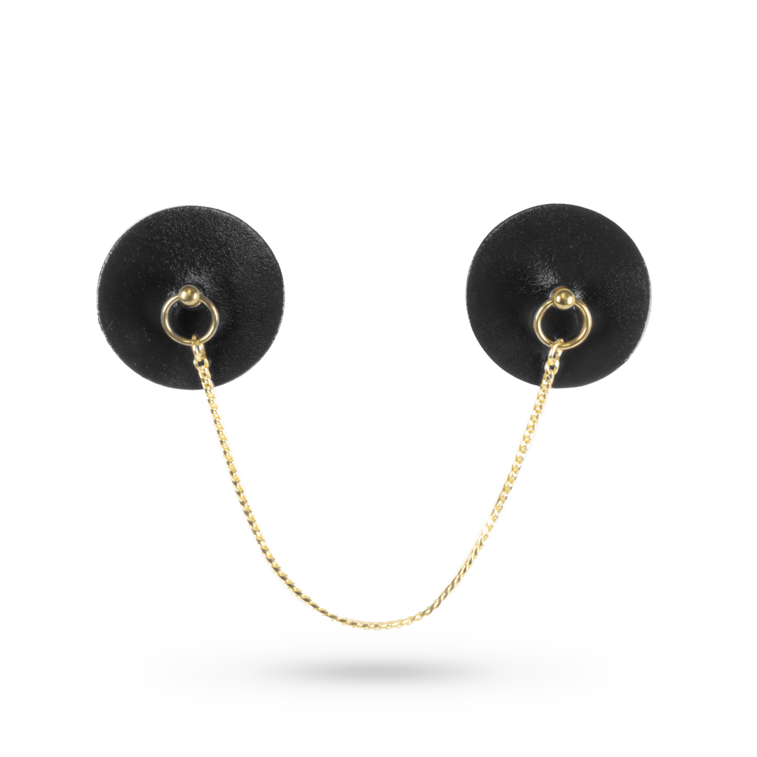 13001G-LXL-b2c Leather pasties with chain black/gold
