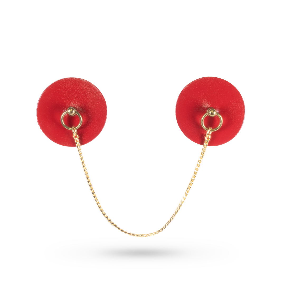 Lederpasties mit Kette Kirsche/Gold