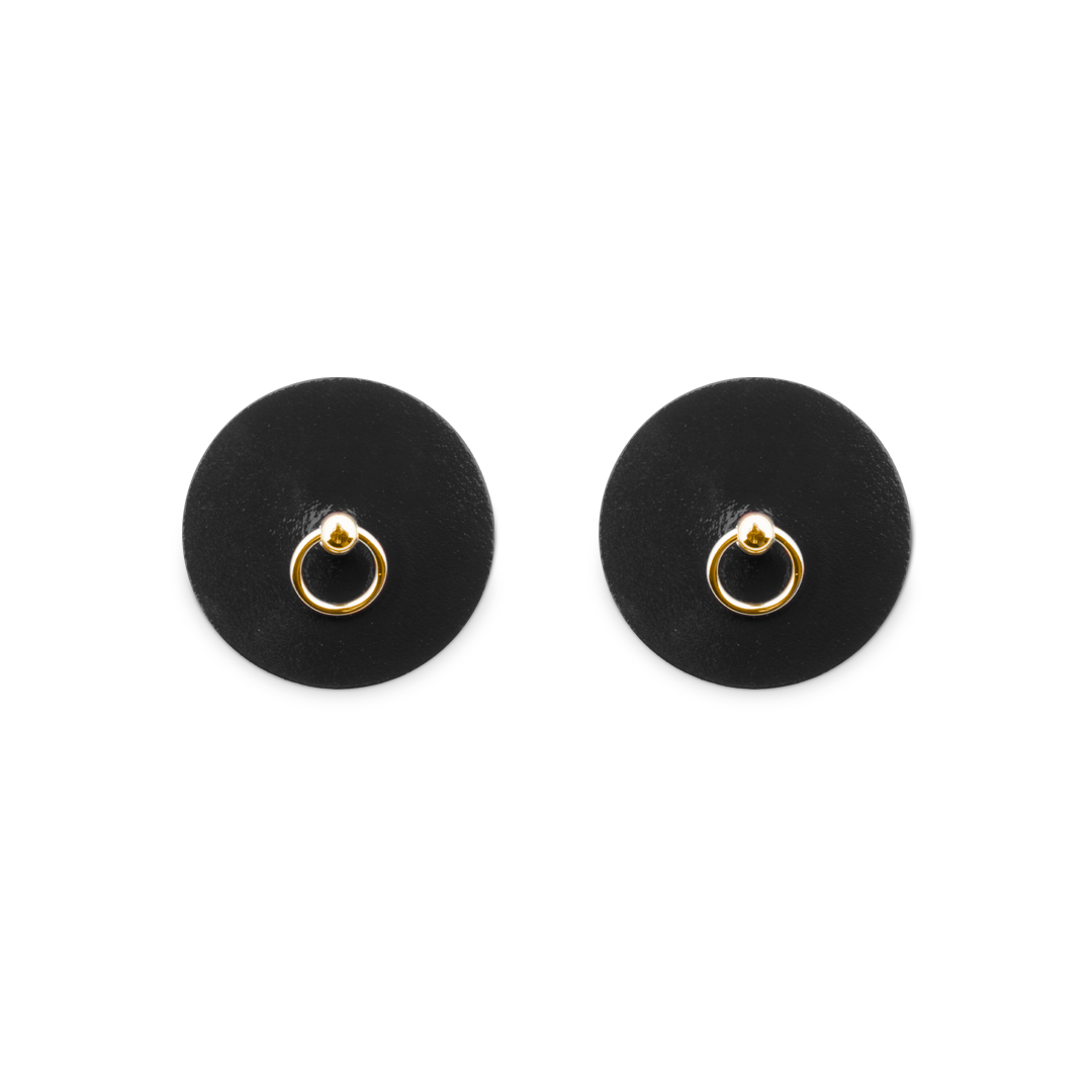 13101G-SM-b2c Lederpasties mit Ring schwarz/gold
