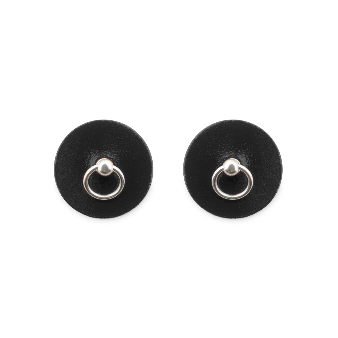 13101S-LXL-b2c Lederpasties mit Ring schwarz/silber