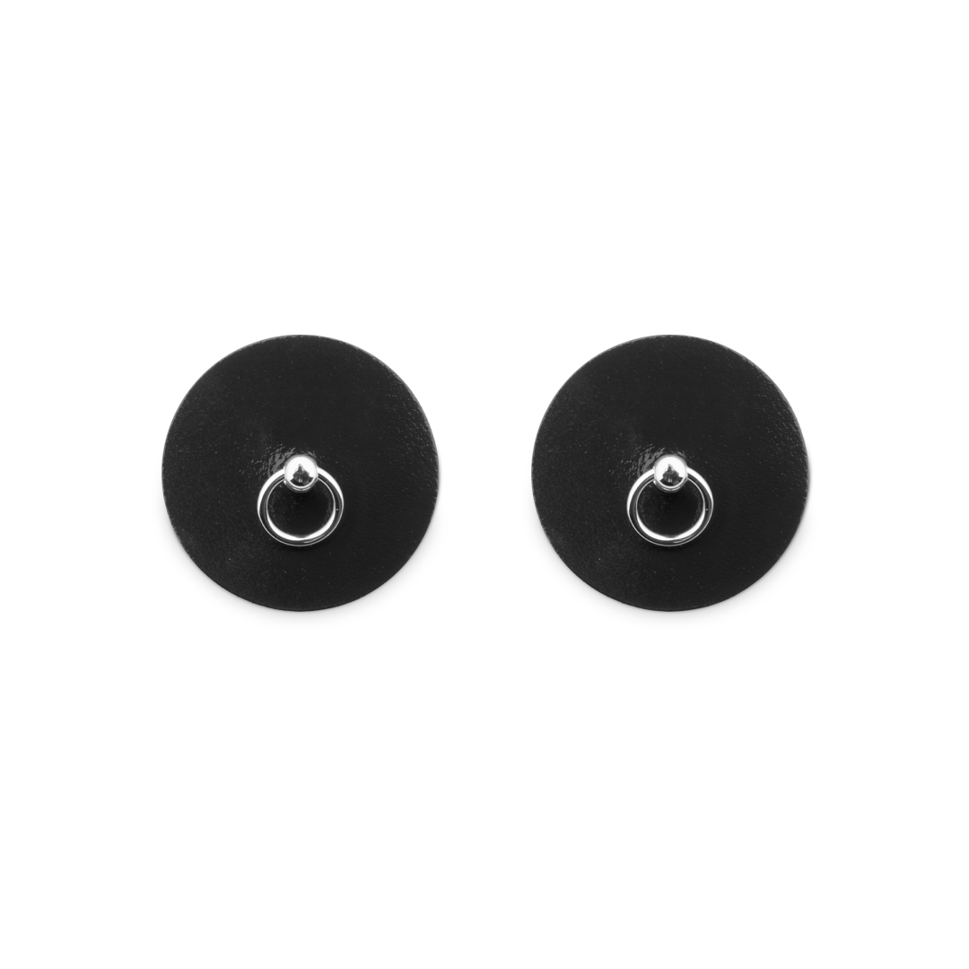 13101S-SM-b2c Lederpasties mit Ring schwarz/silber