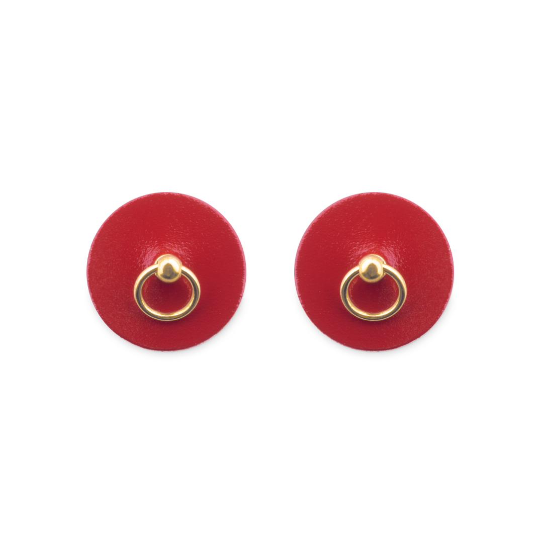 13102G-LXL-b2c Lederpasties mit Ring Kirsche/Gold