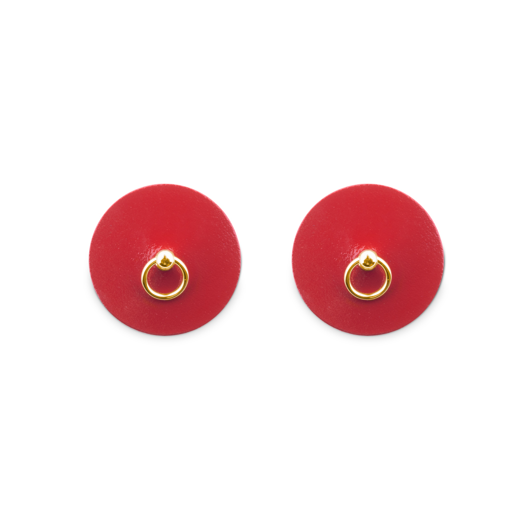 13102G-SM-b2c Lederpasties mit Ring Kirsche/Gold