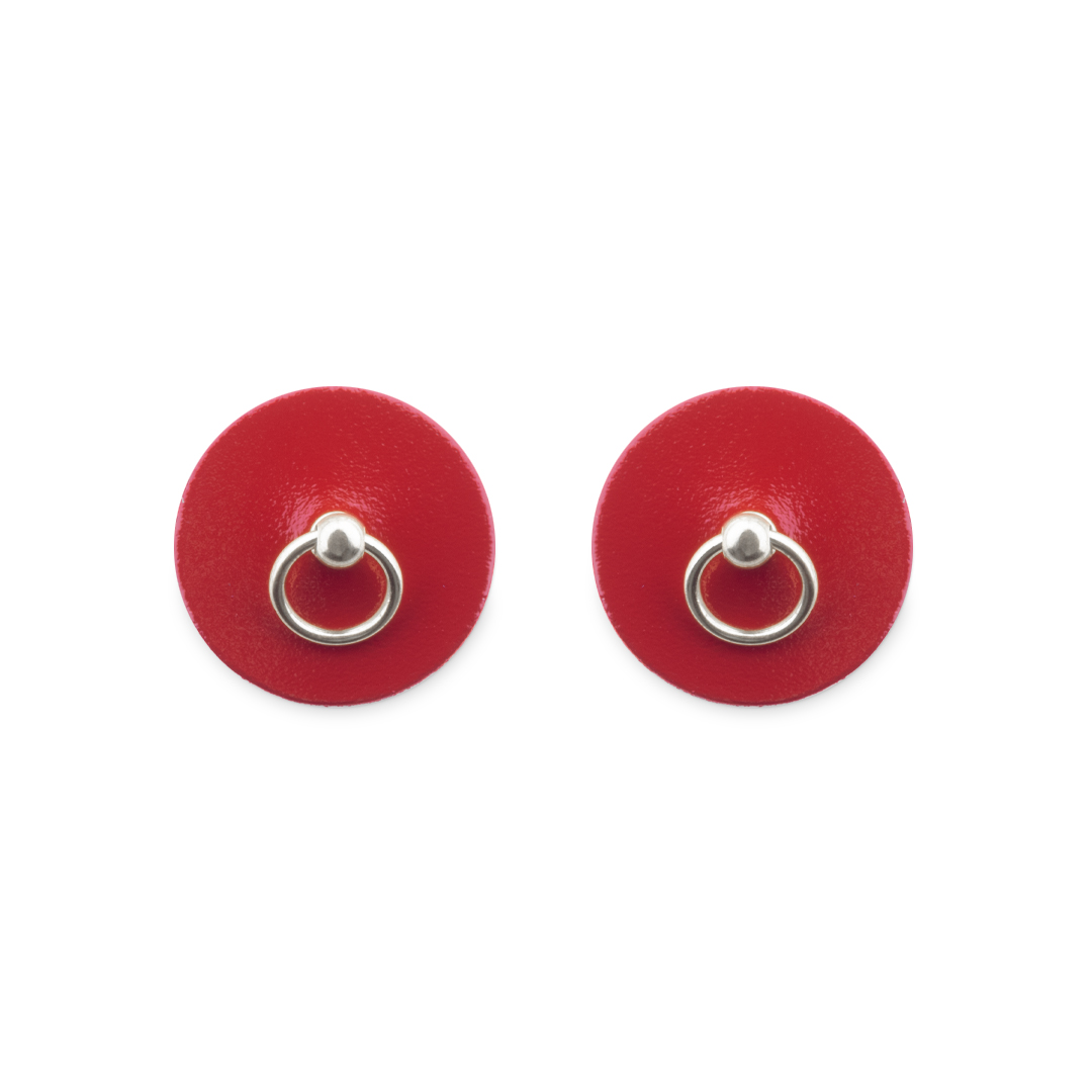 Lederpasties mit Ring Kirsche/Silber