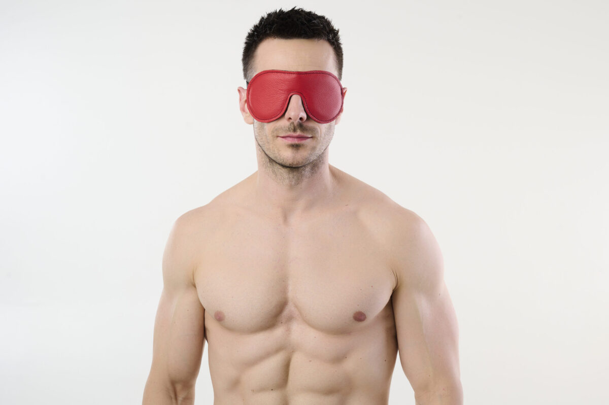 Leather Blindfold Black & Red