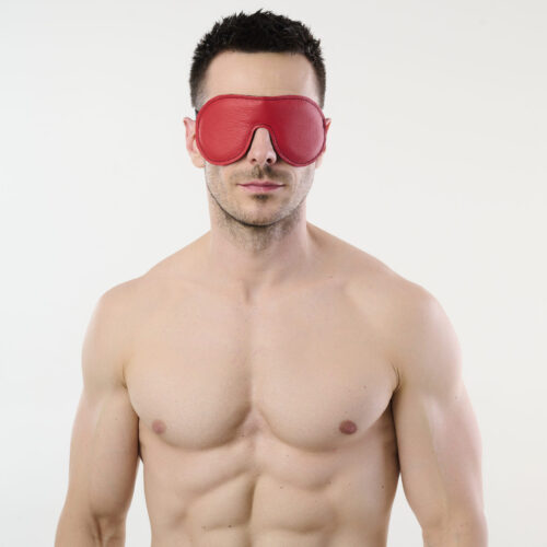 Leather Blindfold Black & Red