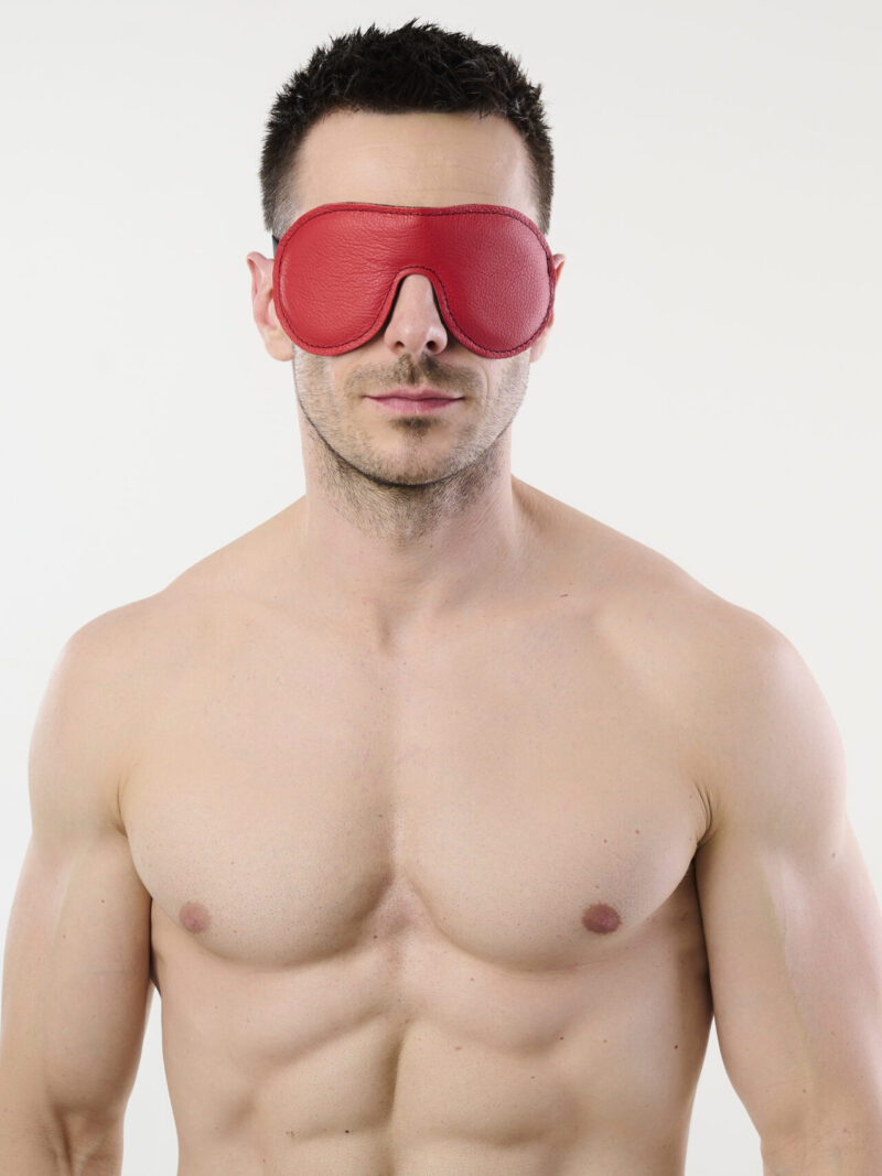 Leather Blindfold Black & Red