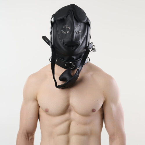 SG29detal_10946 Deluxe Professional Lockable Padded Leather Isolation Hood