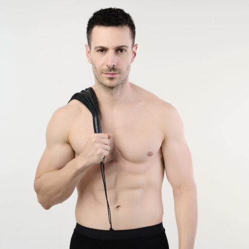 SG29detal_11238 Schwarzer Leder Flogger mit 24 Riemen