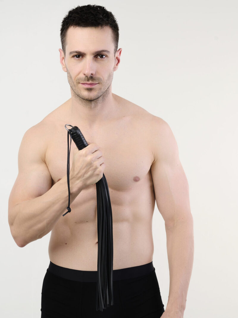 Black Leather Flogger with 48 Straps