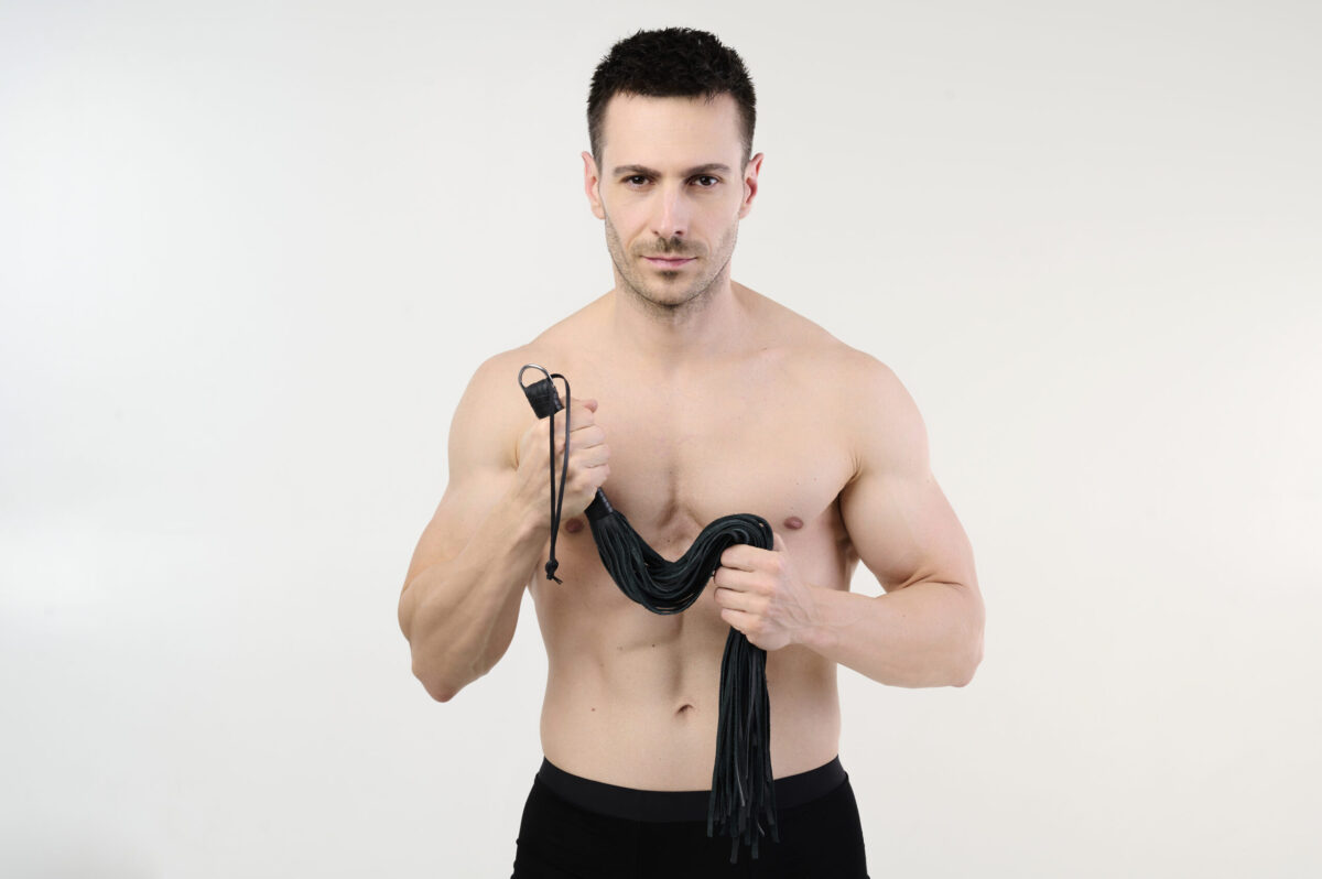 Black Leather Flogger with 48 Soft Straps