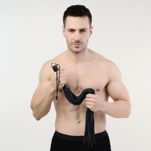Black Leather Flogger with 48 Soft Straps