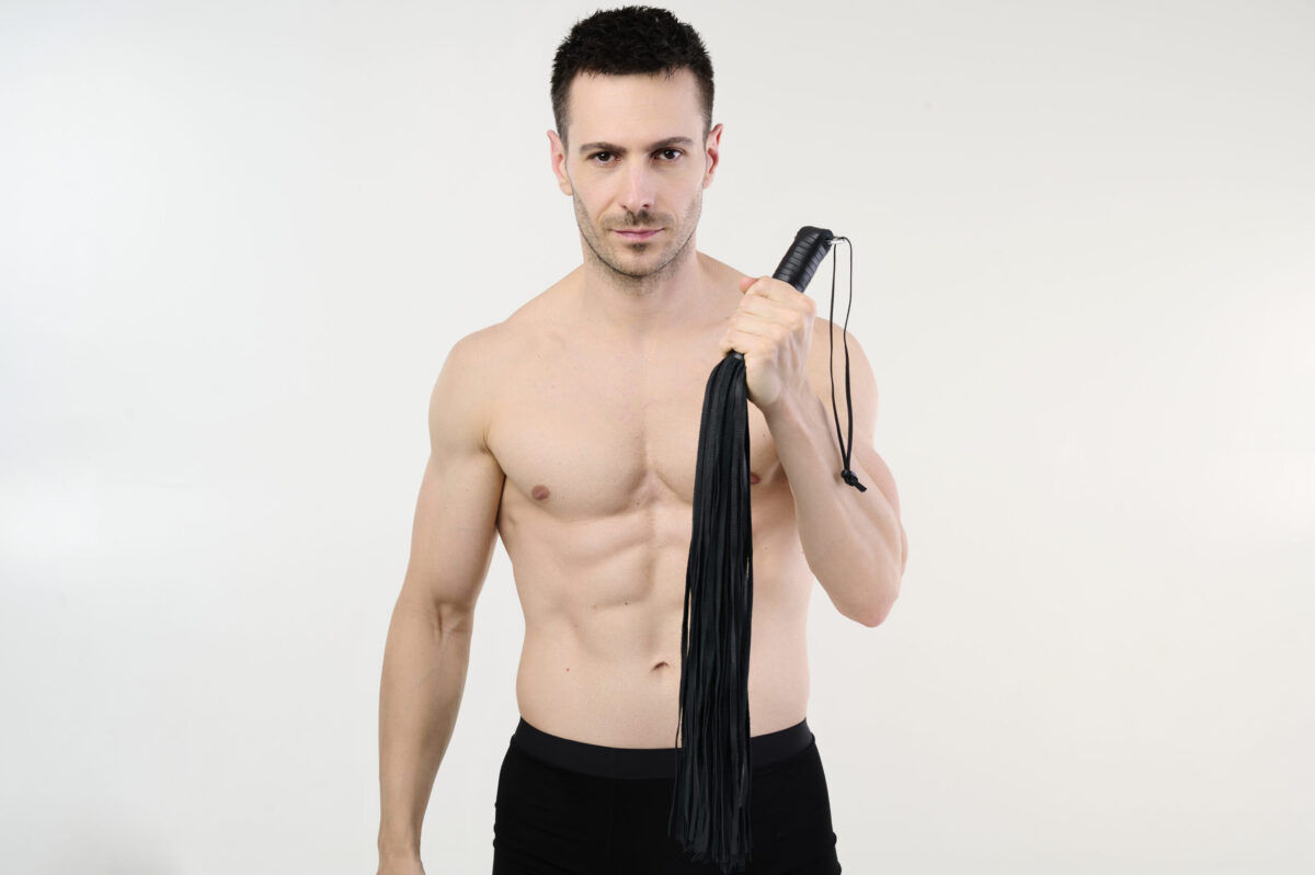 Black Leather Flogger with 72 Soft Straps