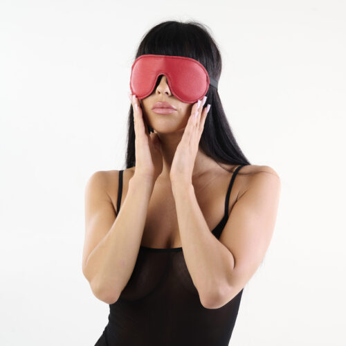 SG29detal_11696 Leather Blindfold Black & Red